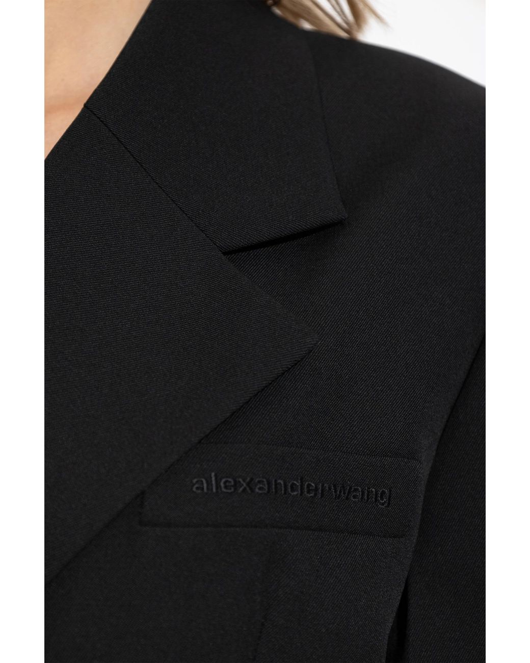 【ALEXANDER WANG】Asymmetric minidress blazer in wool Alexander Wang Asymmetric Wool Blazer Mini Dress Black