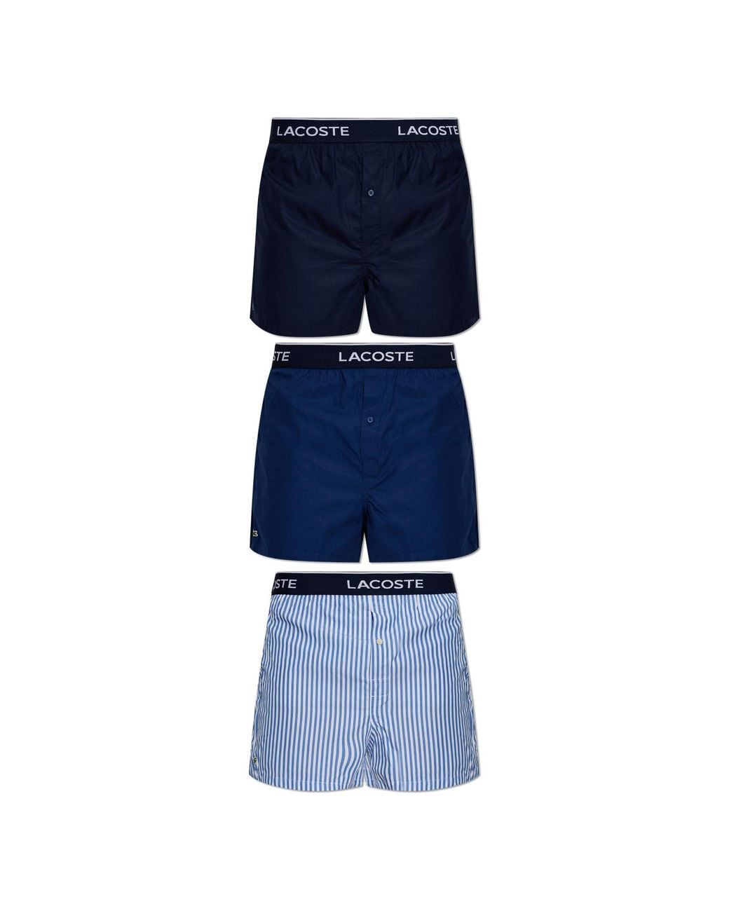 Lacoste Blue Three-Pack Of Cotton Boxer Shorts for men
