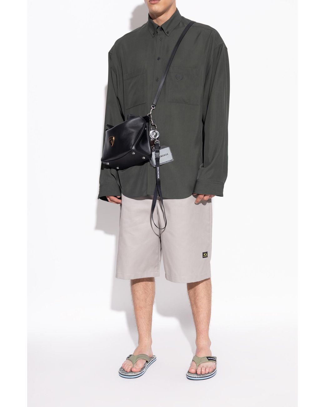 Balenciaga Green Flip-Flops With Logo for men