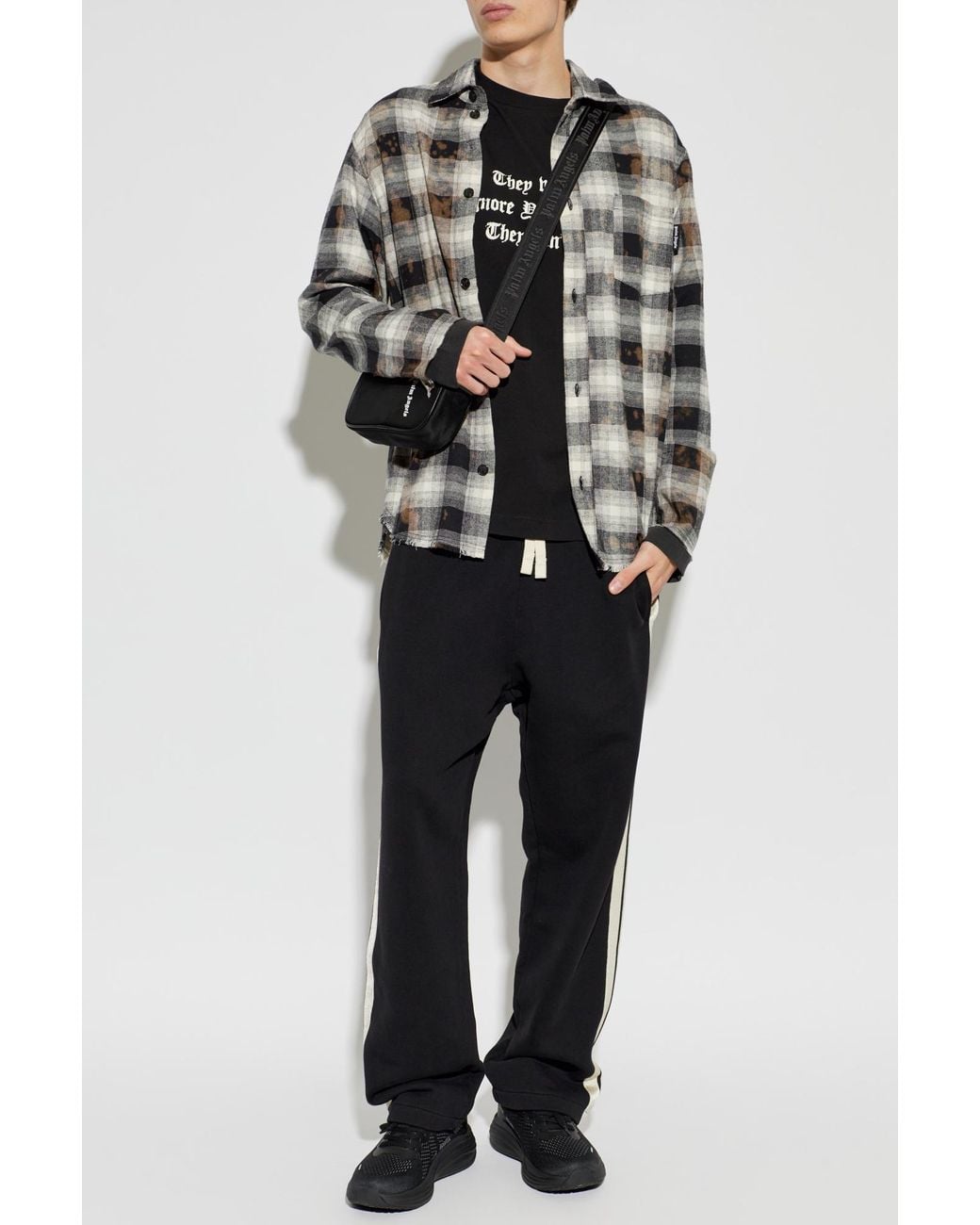 Palm Angels Black T-Shirt With Print for men