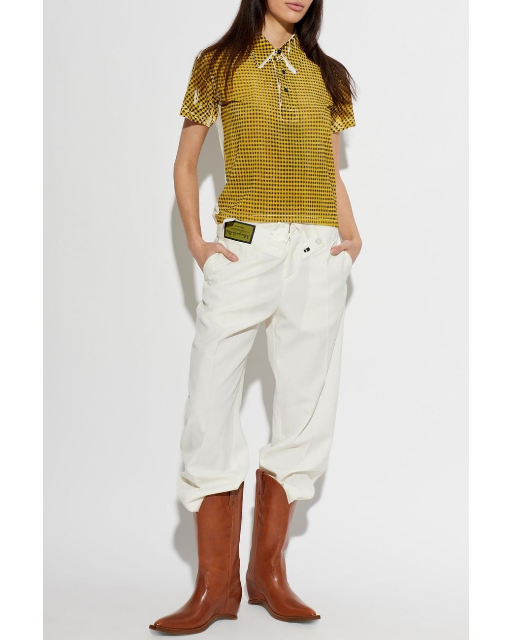 MM6 by Maison Margiela White Creased Trousers