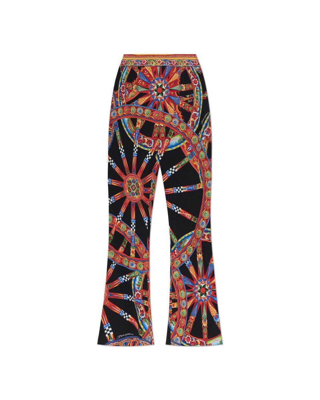 Dolce & Gabbana Red Trousers With 'Carretto' Print