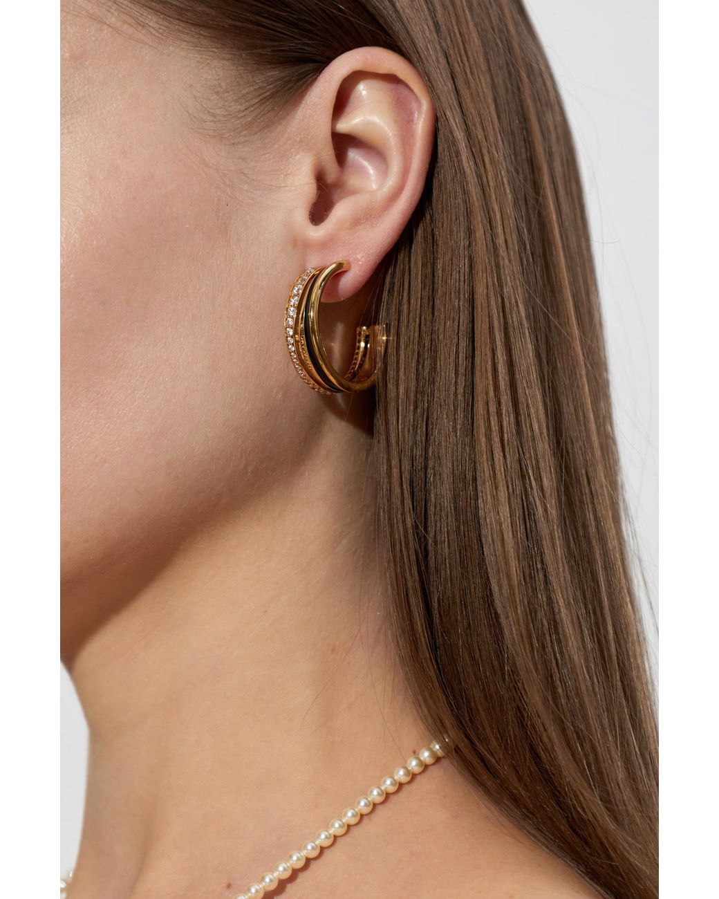 Ferragamo Brown Earrings With Shimmering Crystals