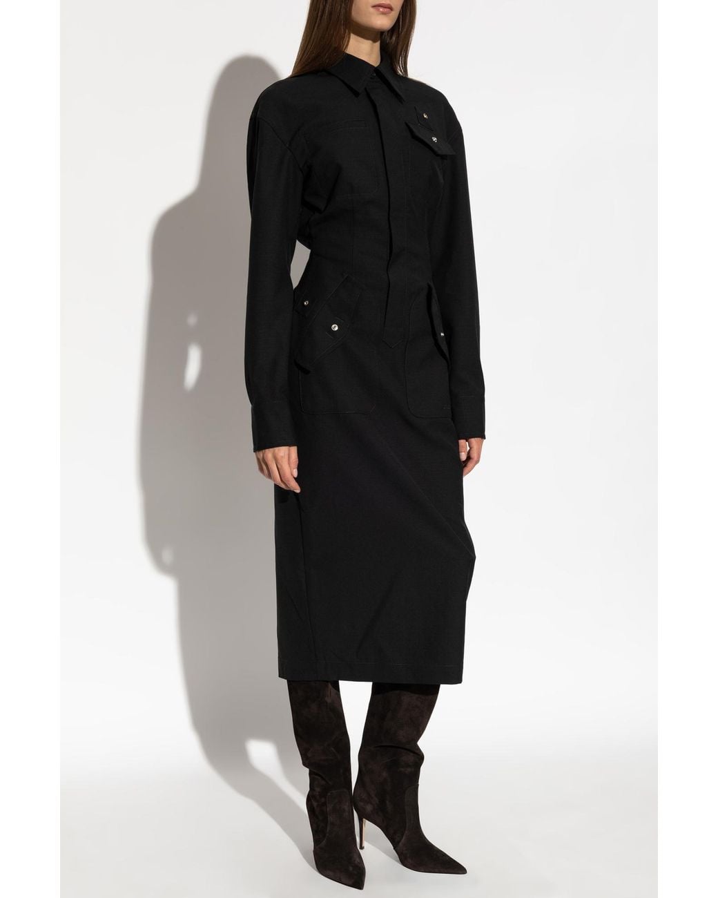 DSquared² Black Wool Dress With Back Slit