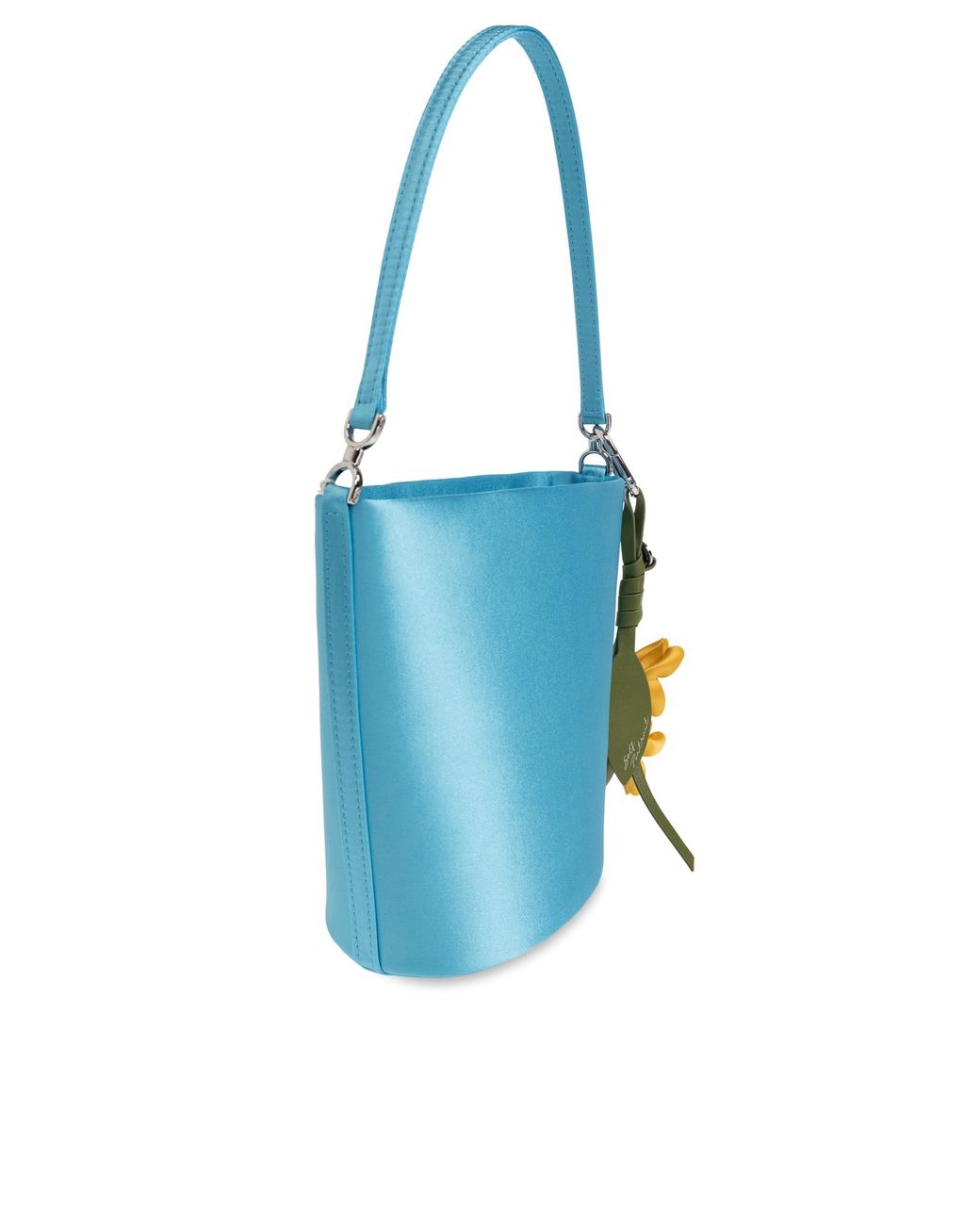 Self-Portrait Blue Satin Bag With Keychain