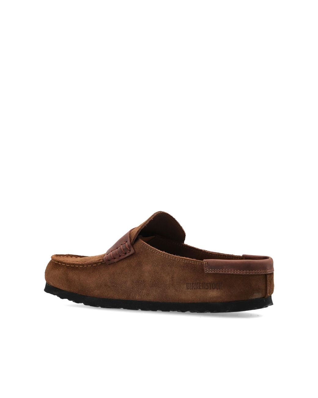 Birkenstock Brown 'Naples Wrapped Double Stitch' Slides for men