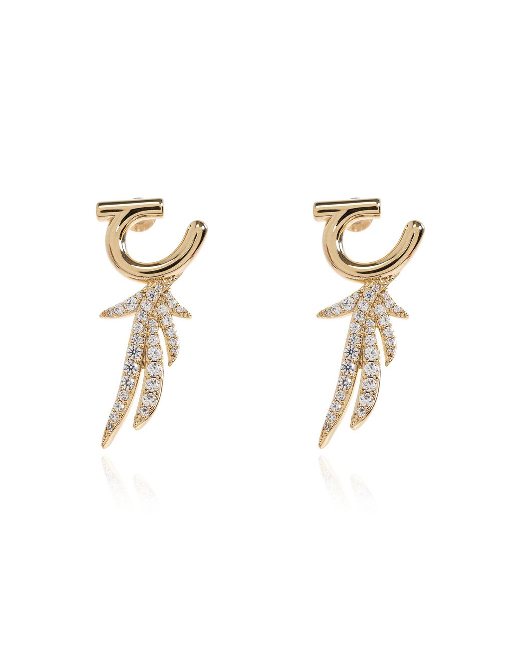 Ferragamo Metallic Earrings With Shimmering Crystals