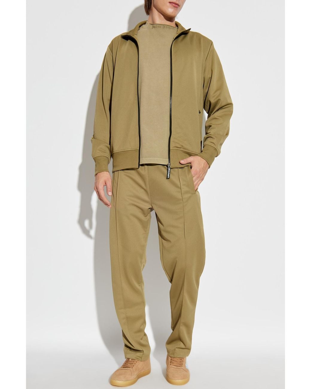 Palm Angels Natural Trousers With Stitching On The Legs for men