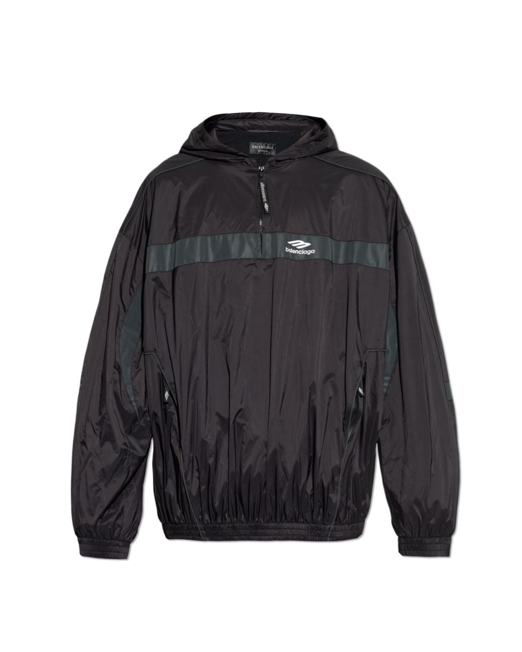 Balenciaga Black Nylon Hooded Sweatshirt for men