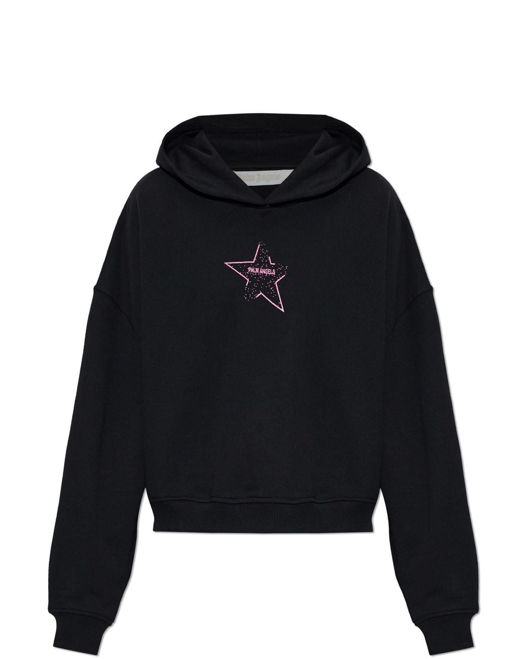 Palm Angels Black Printed Cotton Hoodie