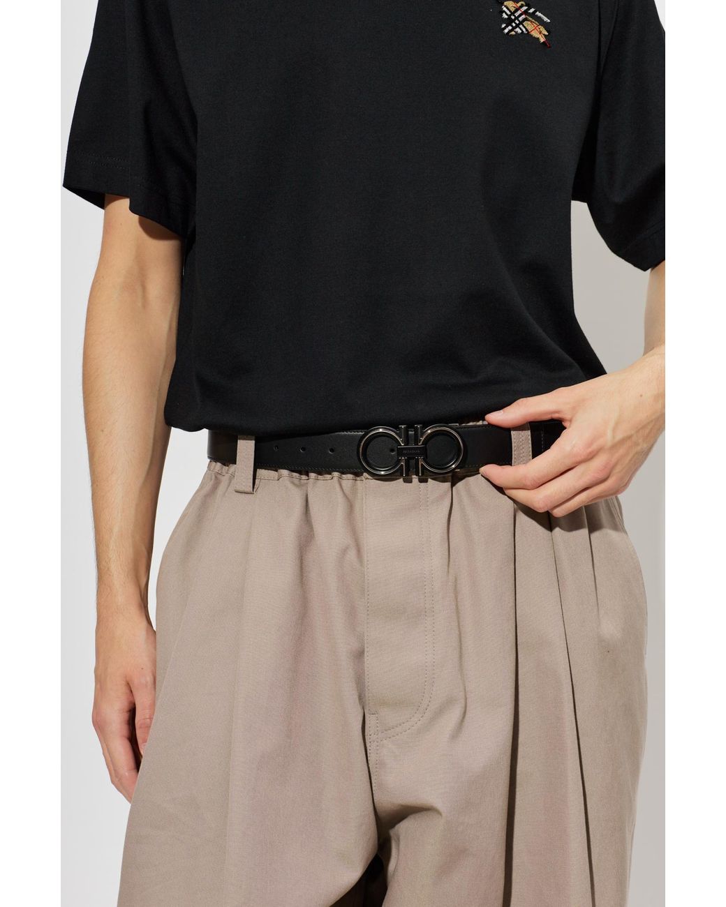Ferragamo Black Double-Sided Belt for men