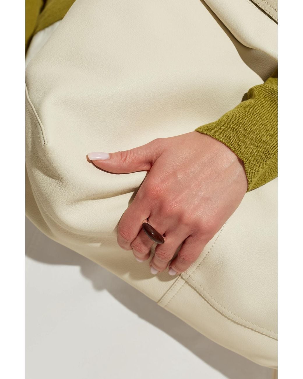 LIE STUDIO White "Beatrice" Ring With A Semi-Precious Stone