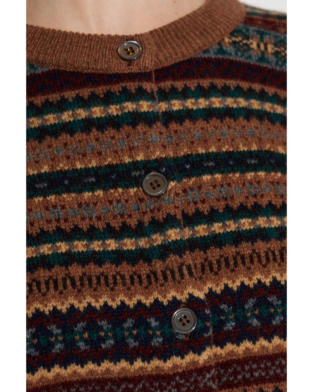 &Daughter Brown 'Ada Fairisle' Wool Cardigan