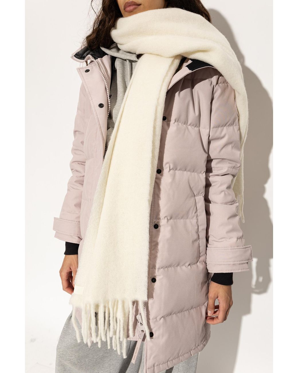 Canada Goose Natural Wool Scarf With Logo