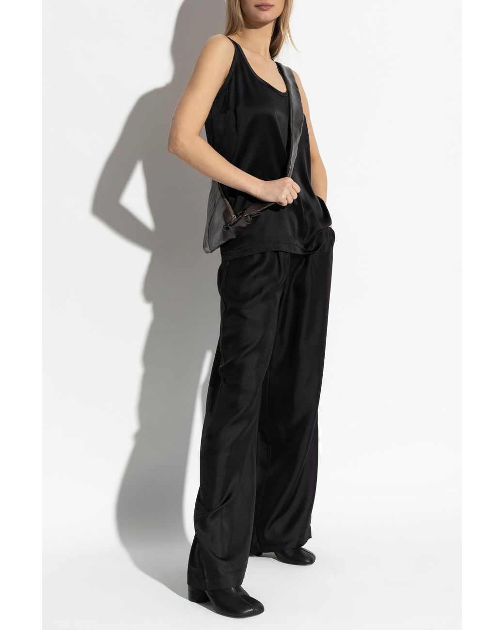 Lisa Yang Black Silk Loose-Fit Trousers