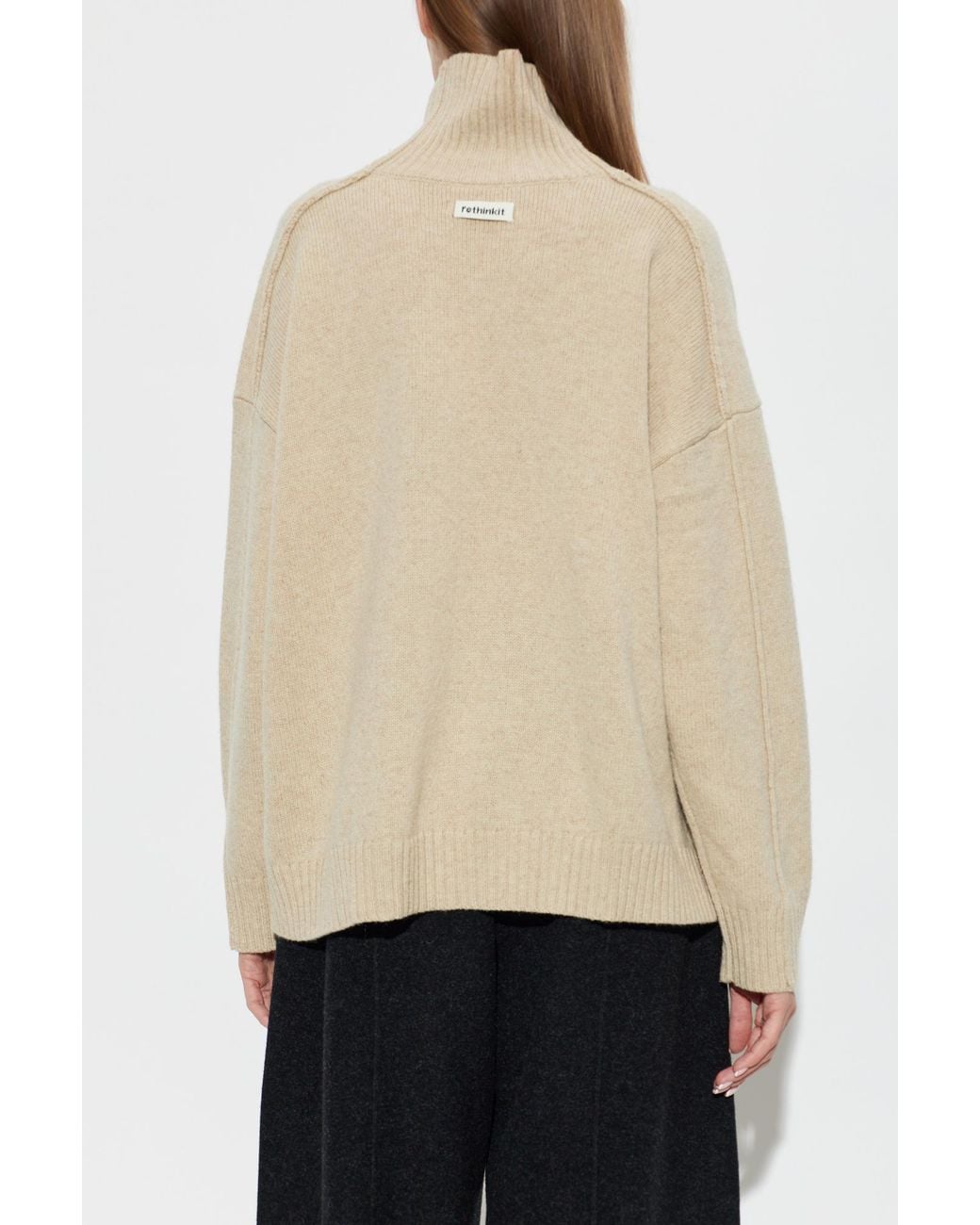 Rethinkit Studios Natural Turtleneck With Logo Patch