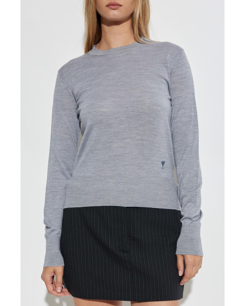 AMI Gray Thin Wool Sweater