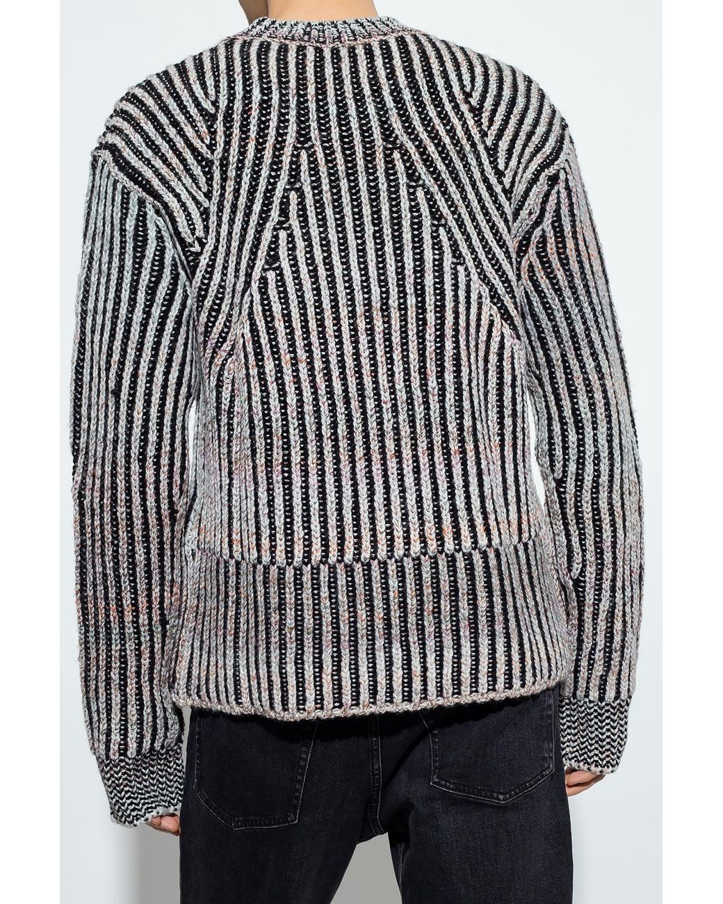 【関税込み】Diesel オレンジ K-Oakland-Zip セーター Men's Striped ribbed cardigan in wool blend | Orange | Diesel