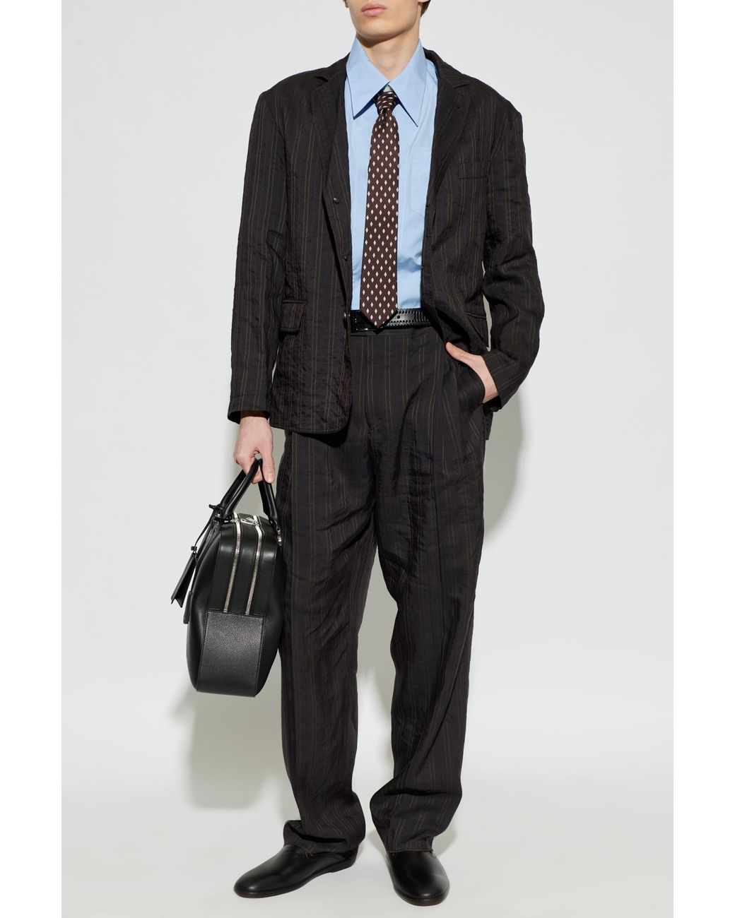Ferragamo Black Striped Pattern Trousers for men