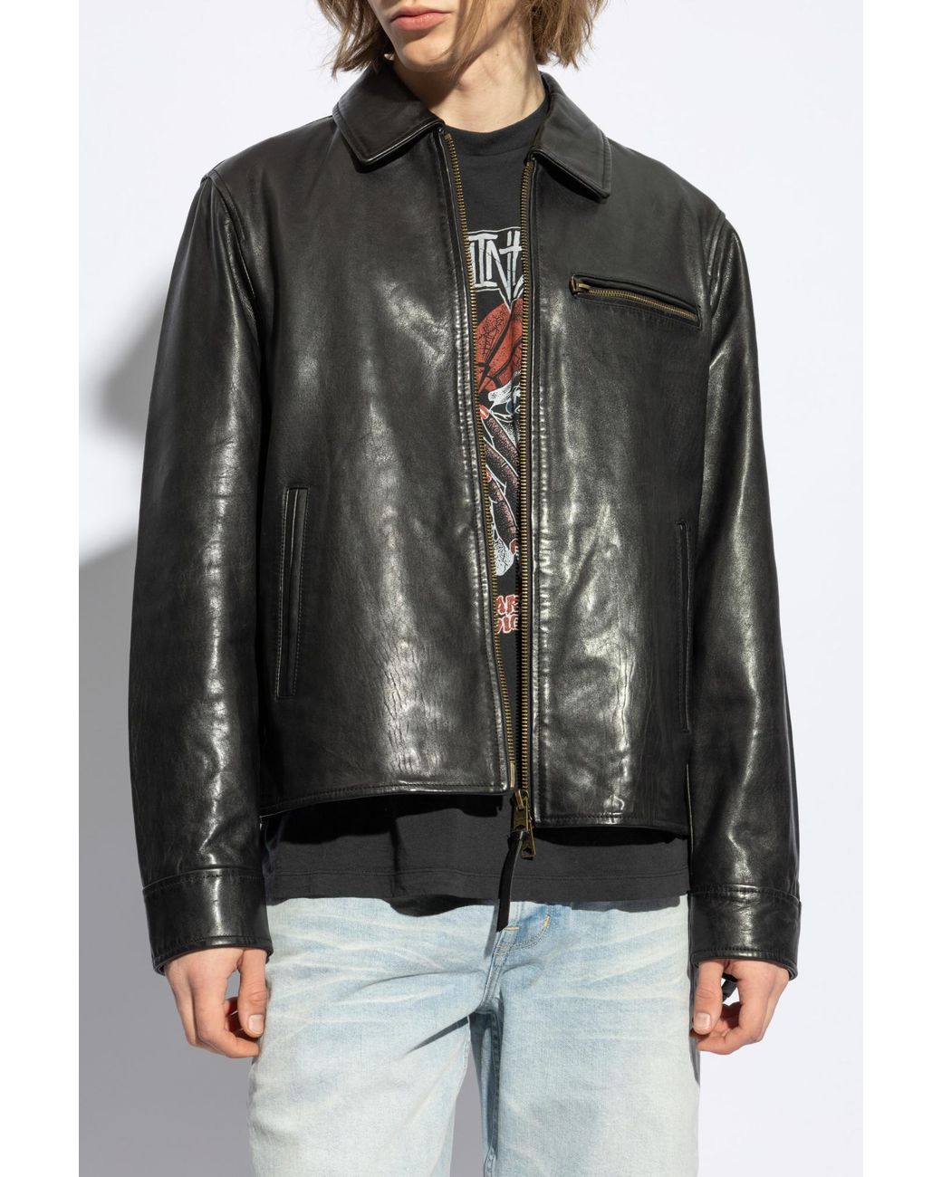 AllSaints Black Leather Jacket 'Miller' for men