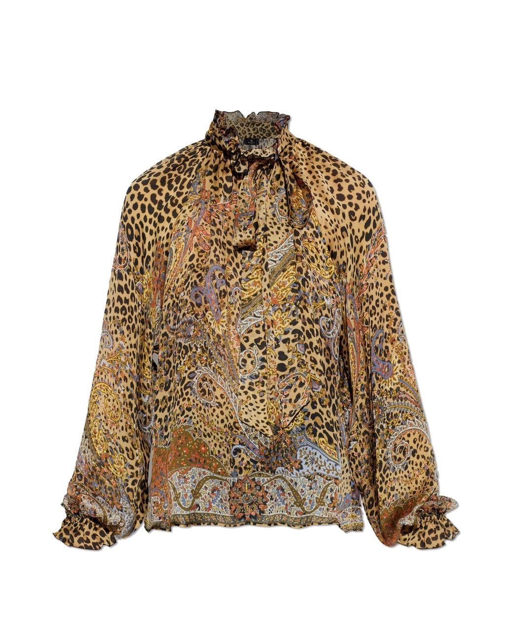 Etro Brown Silk Top With Decorative Tie