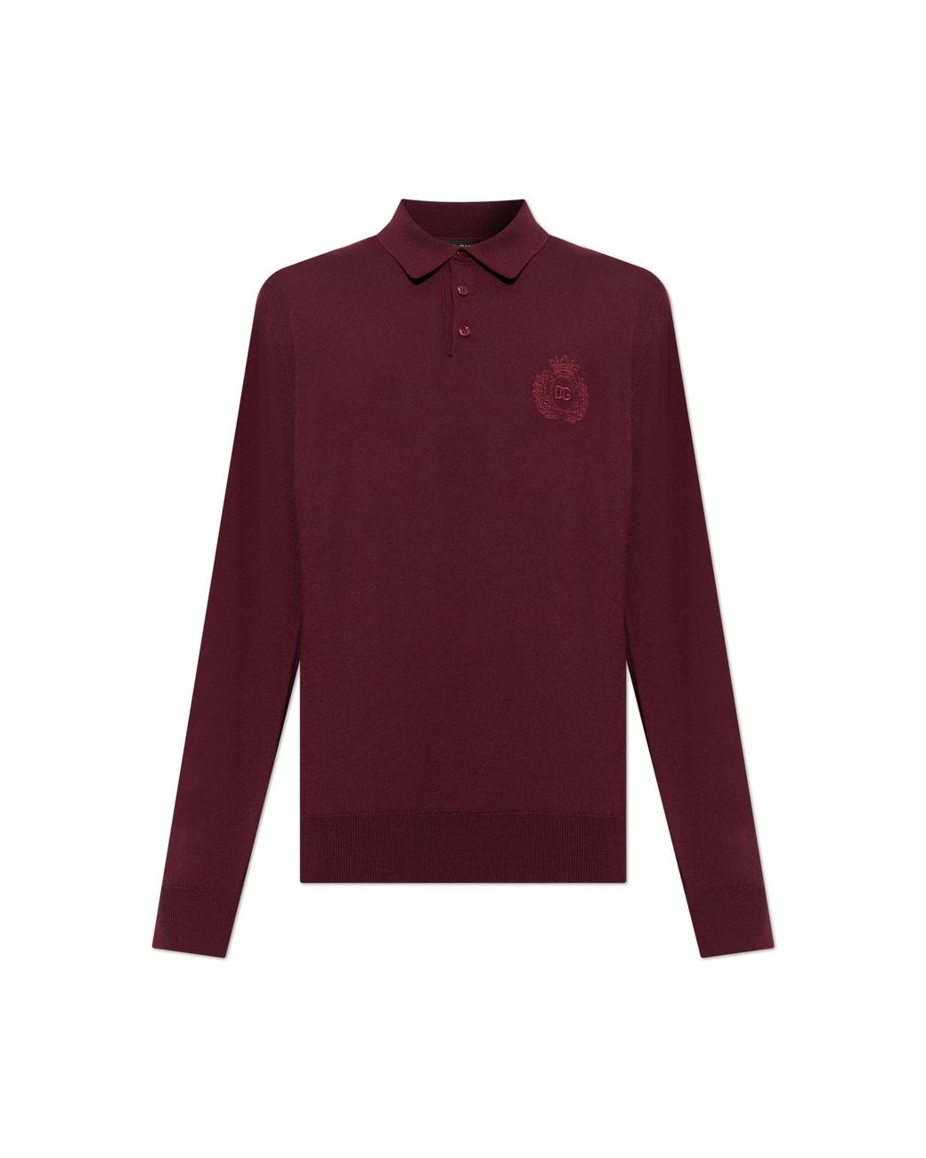 Dolce & Gabbana Purple Wool Polo Shirt With Embroidered Logo for men