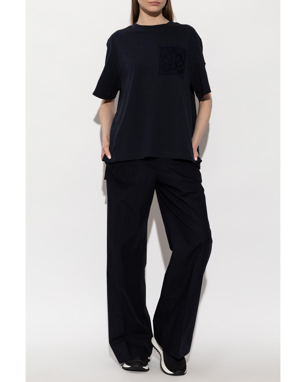 Moncler Black T-Shirt With Logo Patch