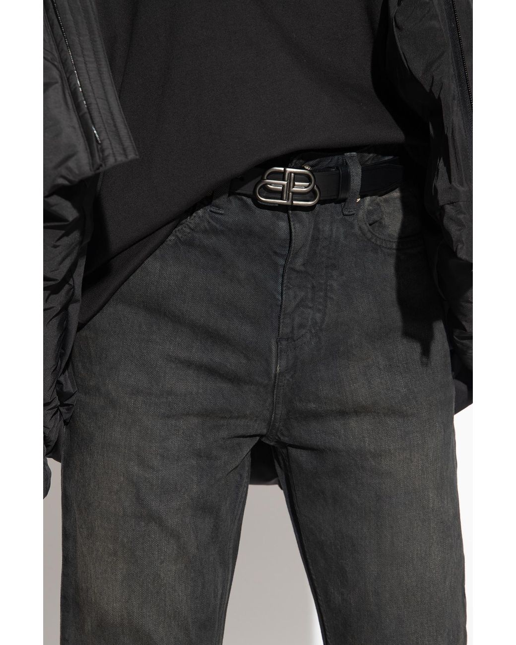 Balenciaga Black Leather Belt With Logo