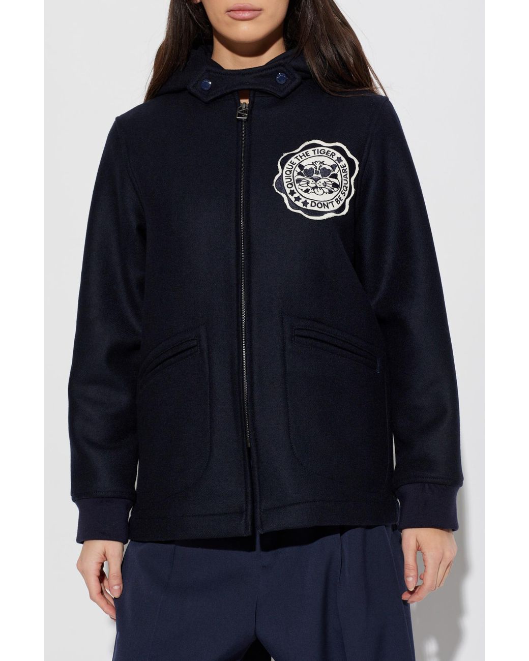 KENZO Blue Wool Jacket With Patch