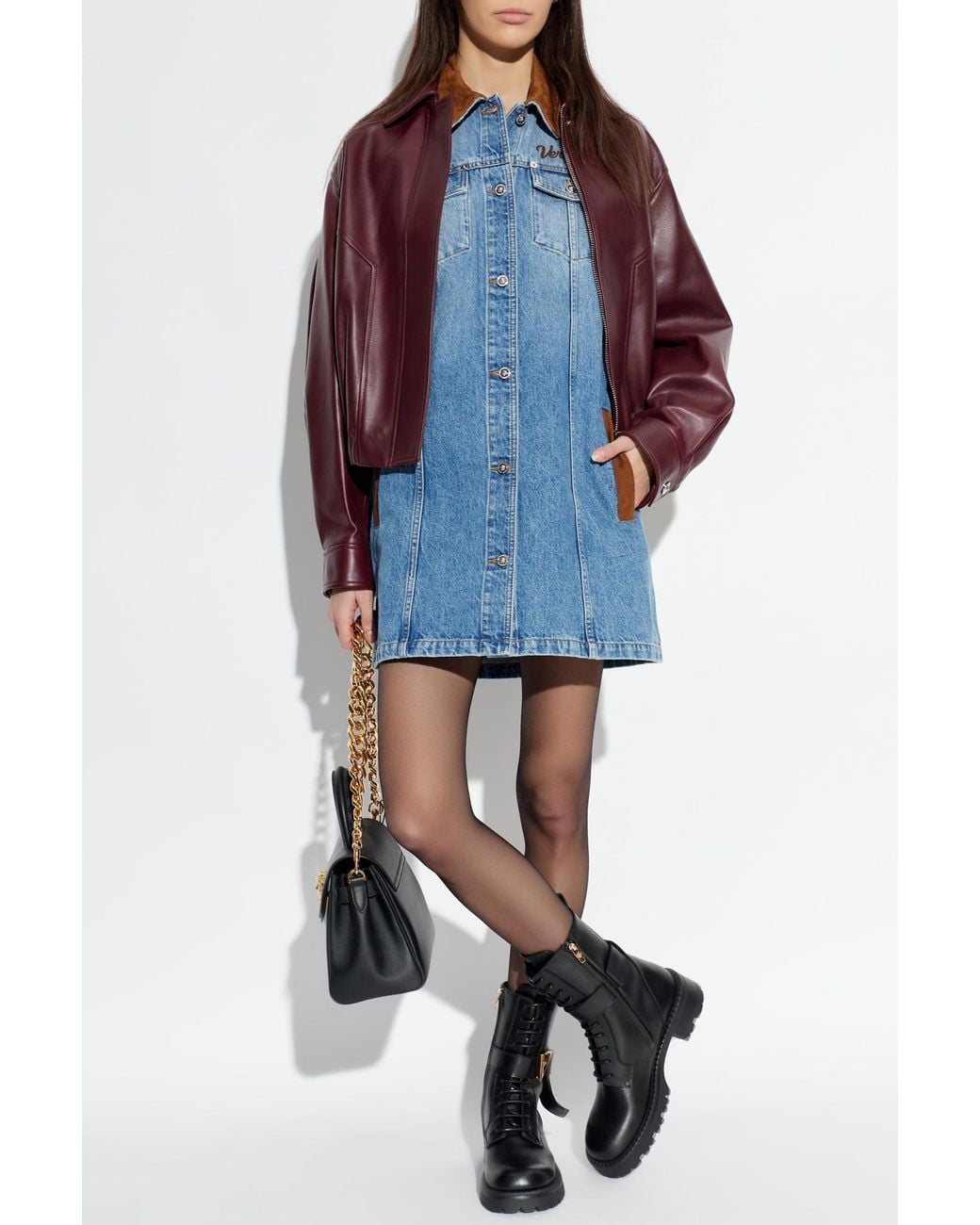 Versace Blue Denim Dress With Pockets