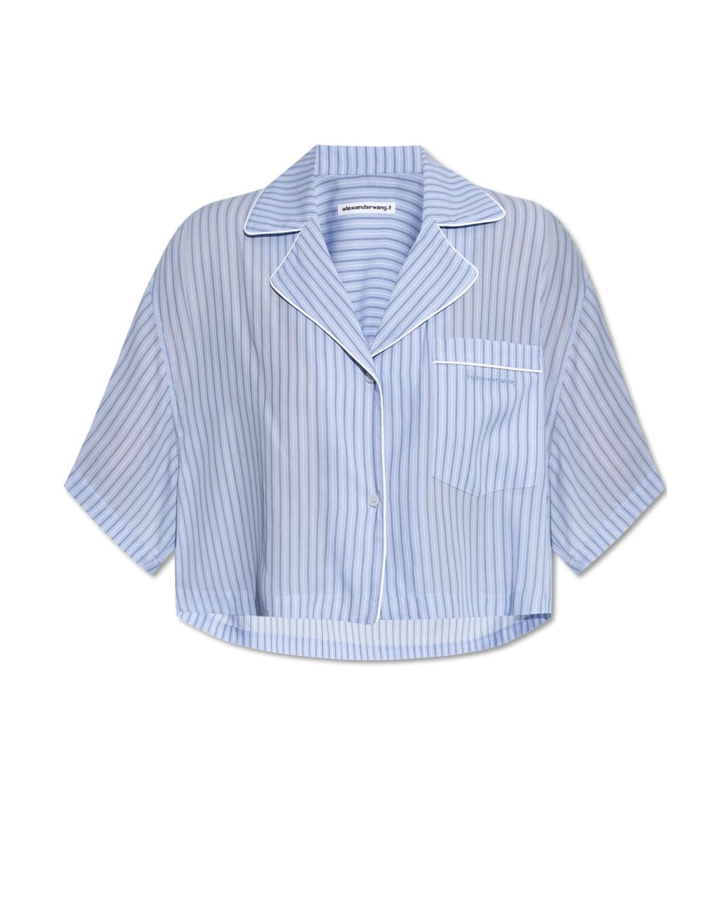 T By Alexander Wang Blue Loose-Fit Shirt With A Striped Pattern