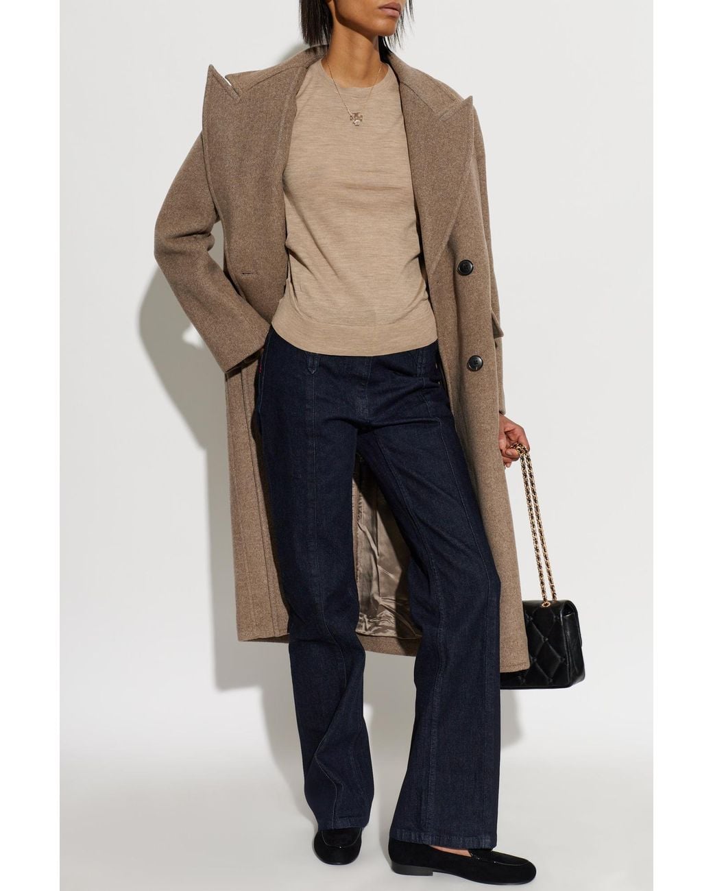 Tory Burch Natural Wool Sweater With Logo