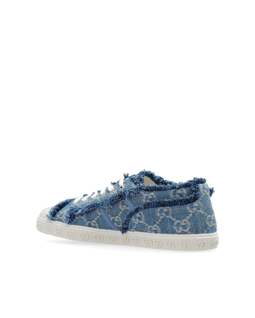 Gucci Fringed Denim gg Sneakers in Blue | Lyst