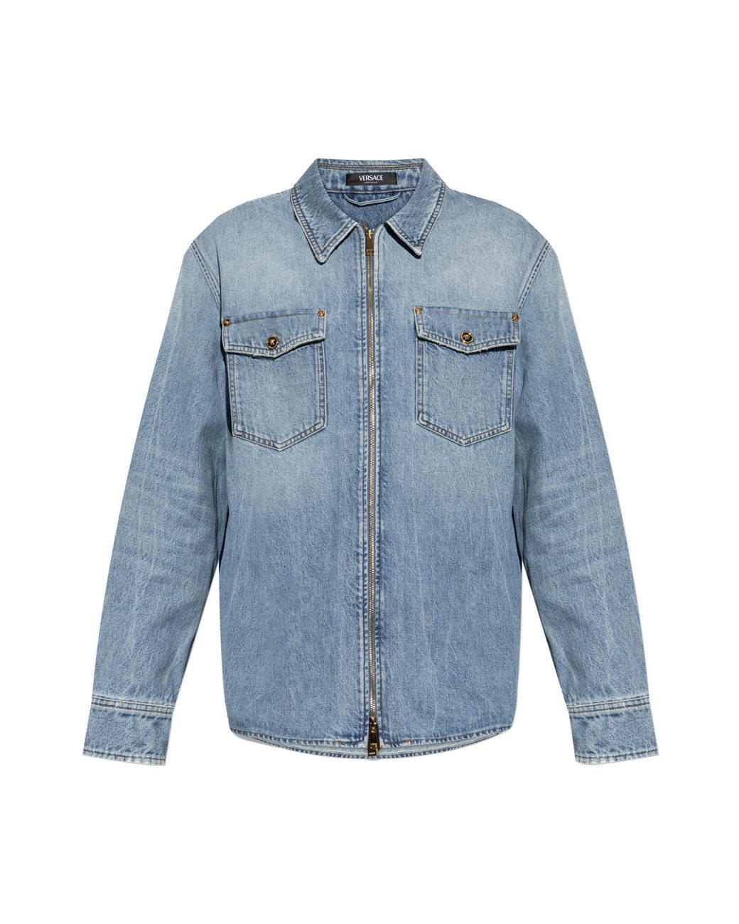 Versace Blue Denim Shirt With 'Vintage' Effect for men