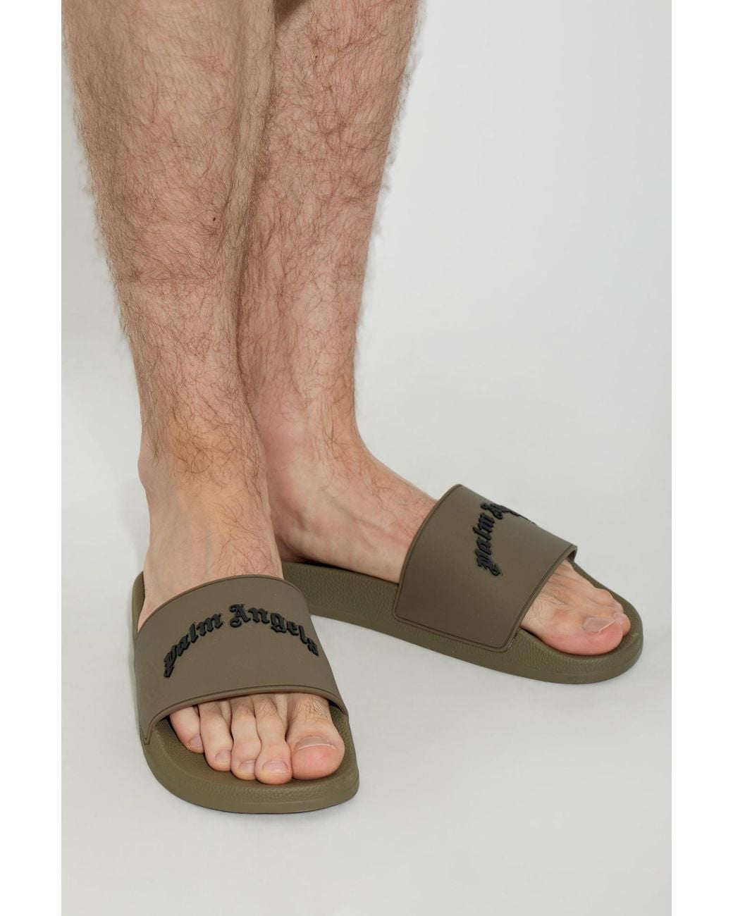 Palm Angels Brown Logo Slide Sandals for men