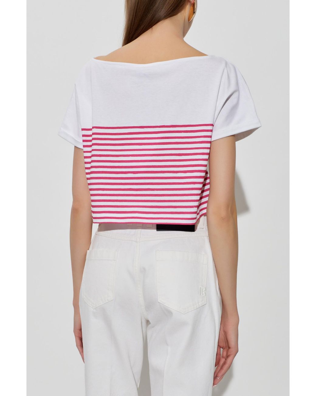 Balmain Red Top With A Striped Pattern