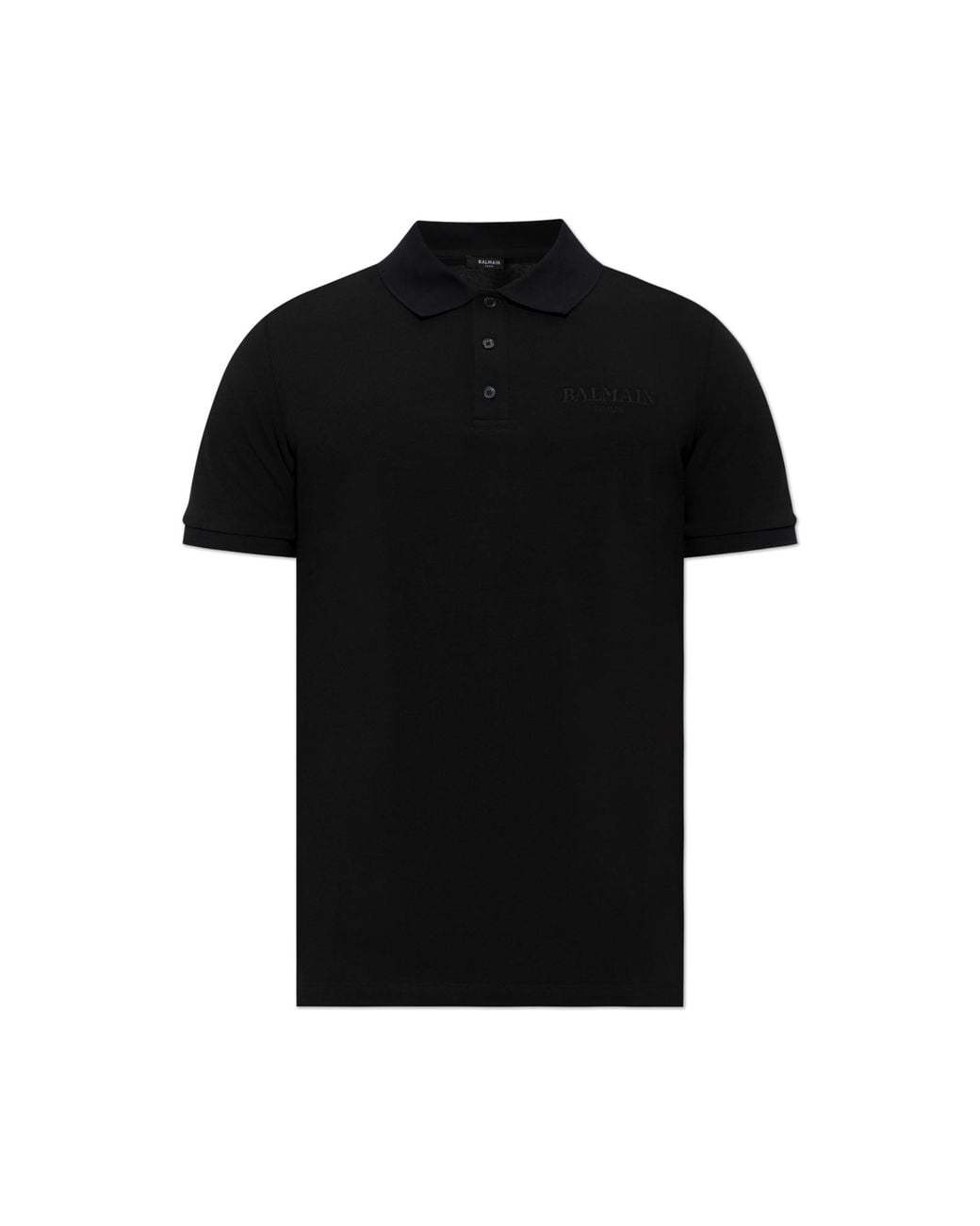Balmain Black Polo With Embroidered Logo for men