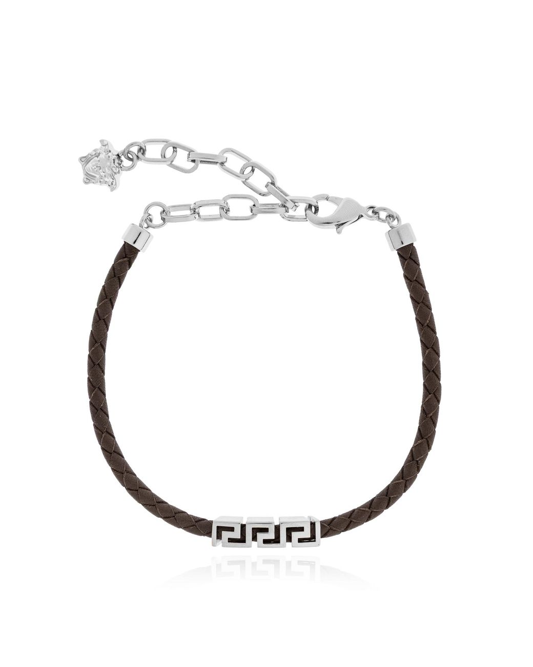 Versace White Leather Bracelet With Logo for men