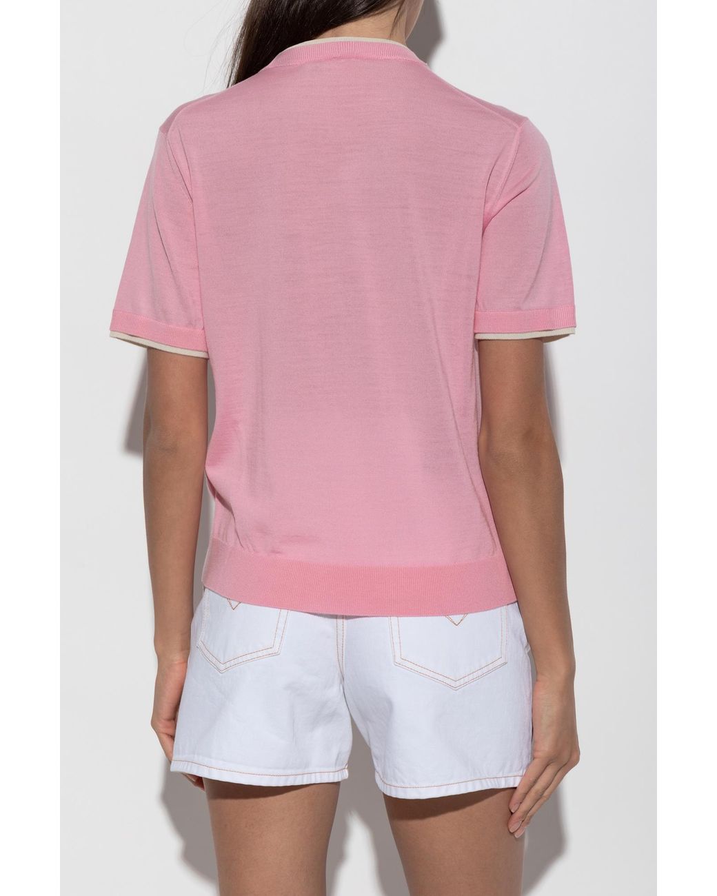 Versace Pink Wool Top With Embroidered Logo