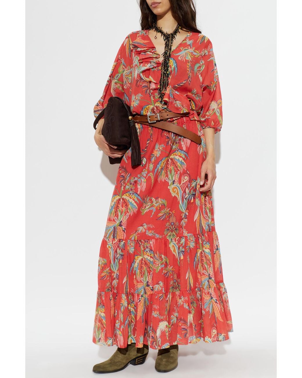 Etro Red Top With A V-Neckline
