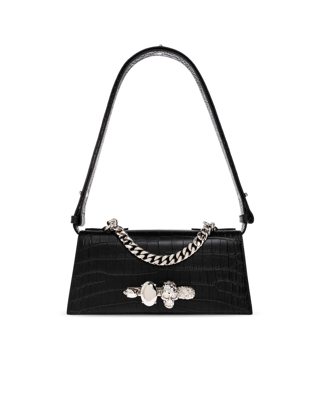 McQueen Black 'Jewelled Mini' Hand Bag