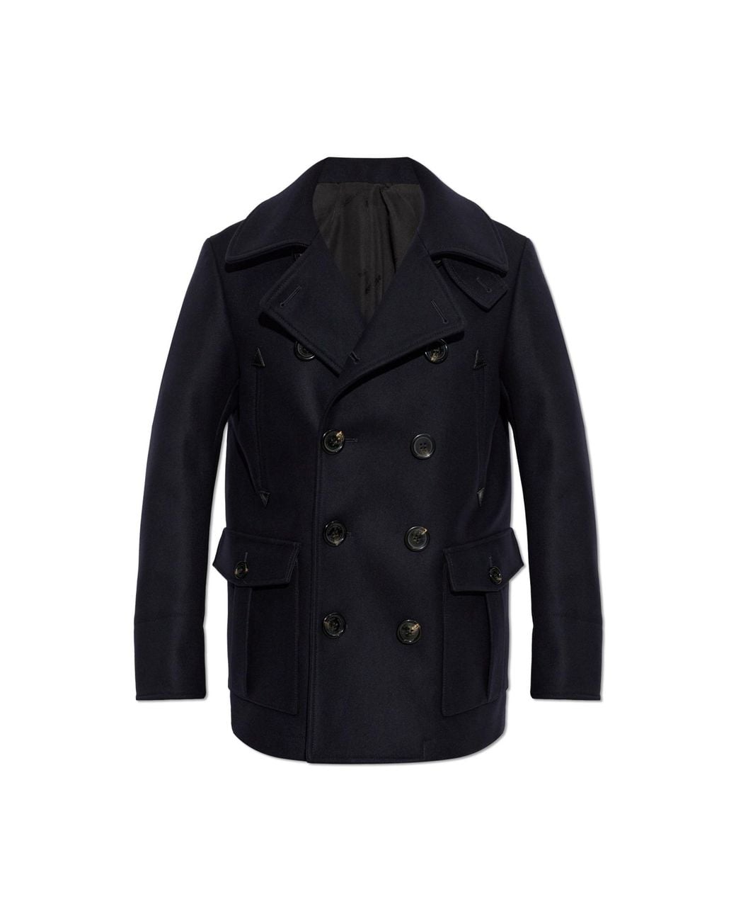 DSquared² Blue Short Double-Breasted Coat for men