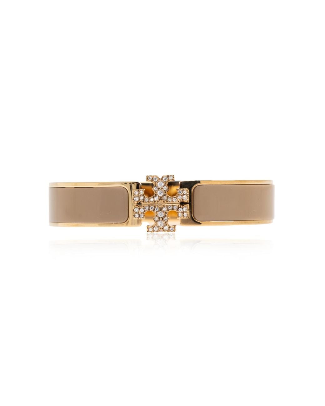 Tory Burch Brown Bracelet With Logo Set With Sparkling Crystals