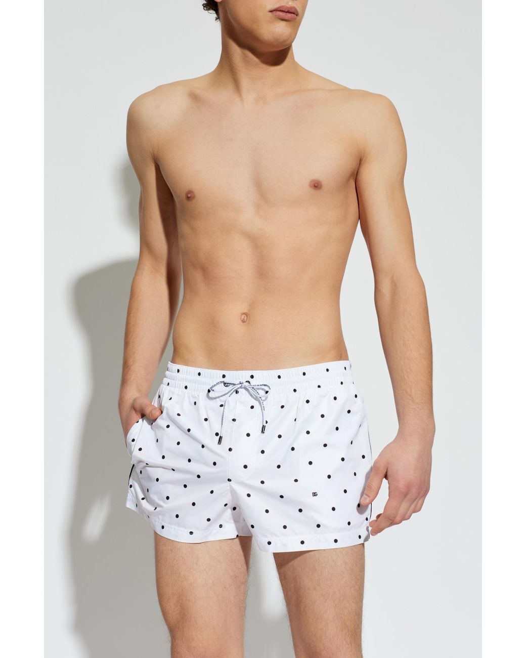 Dolce & Gabbana White Swim Shorts With Logo for men