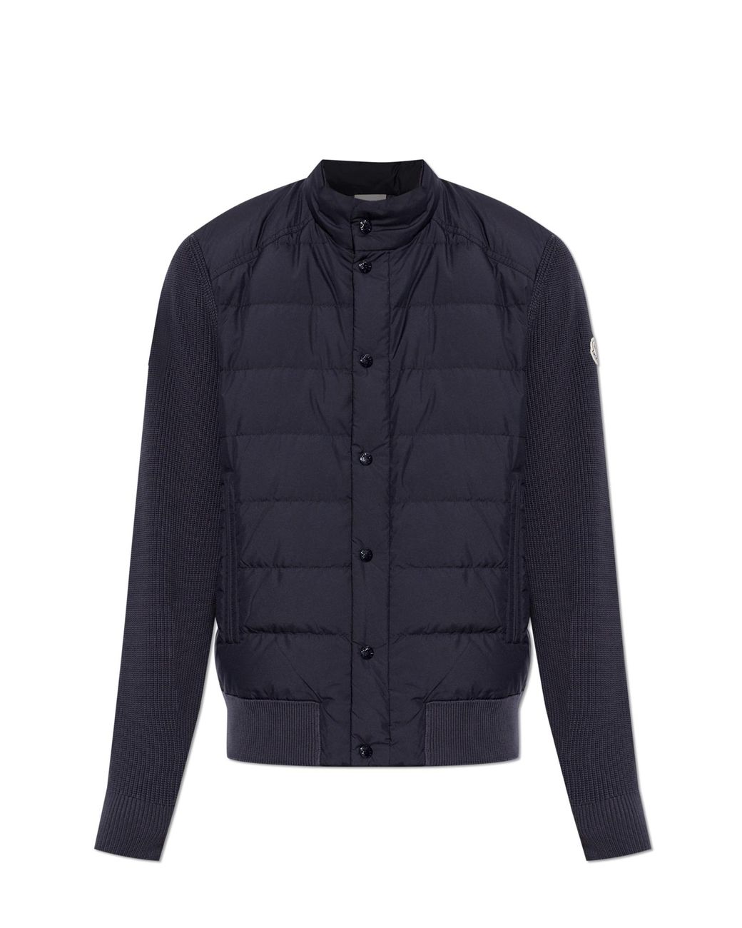 Moncler Blue Cardigan With Quilted Front for men