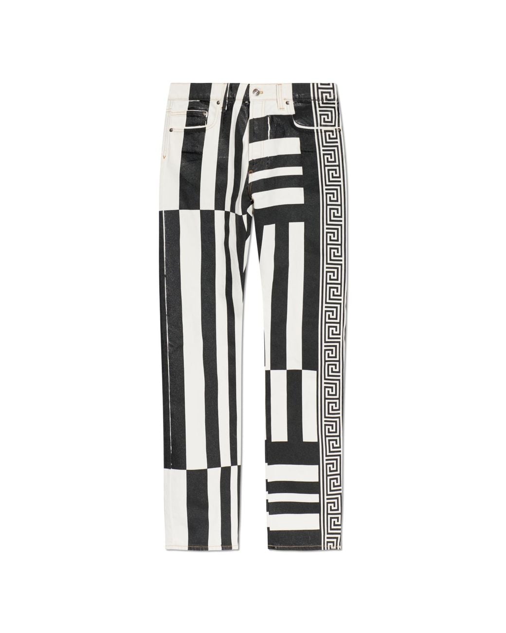 Versace Red Jeans With Stripe Pattern for men