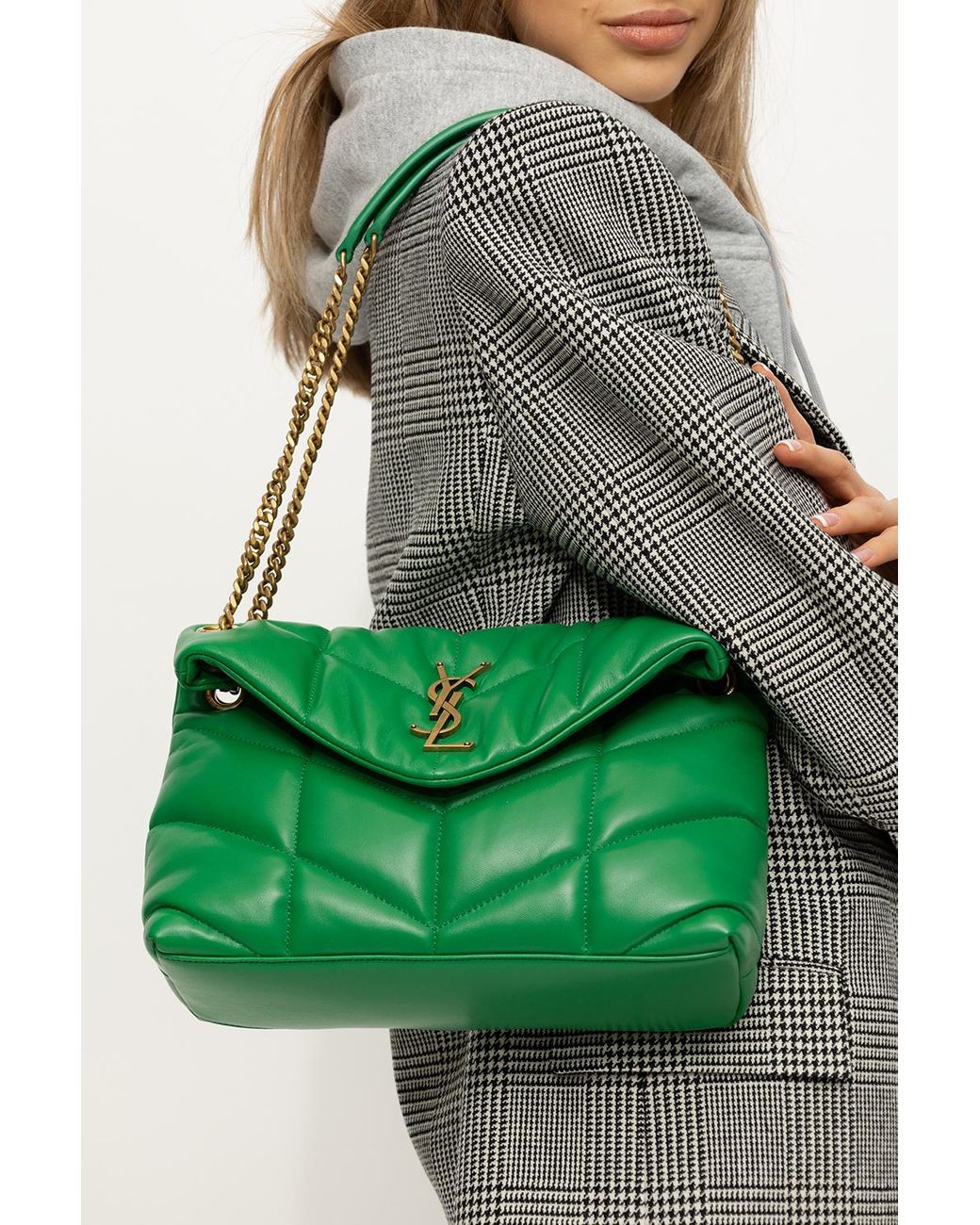 Saint Laurent 'puffer Small' Shoulder Bag in Green Lyst