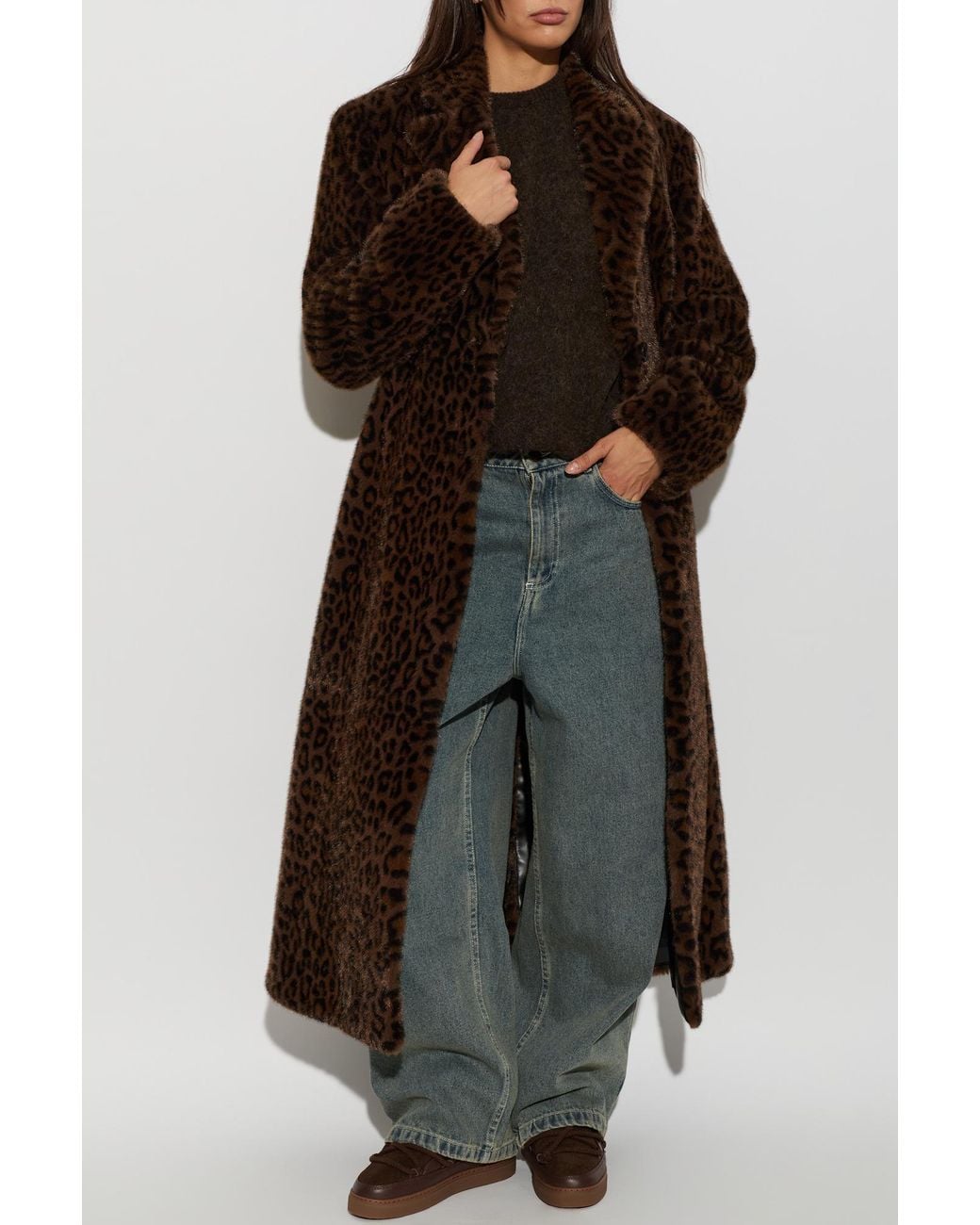 ROTATE BIRGER CHRISTENSEN Brown Animal Print Coat