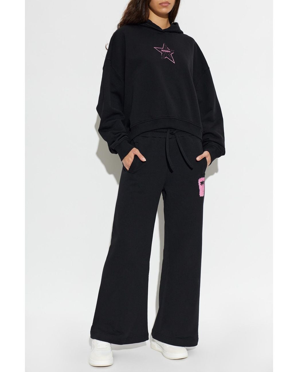 Palm Angels Black Printed Cotton Hoodie