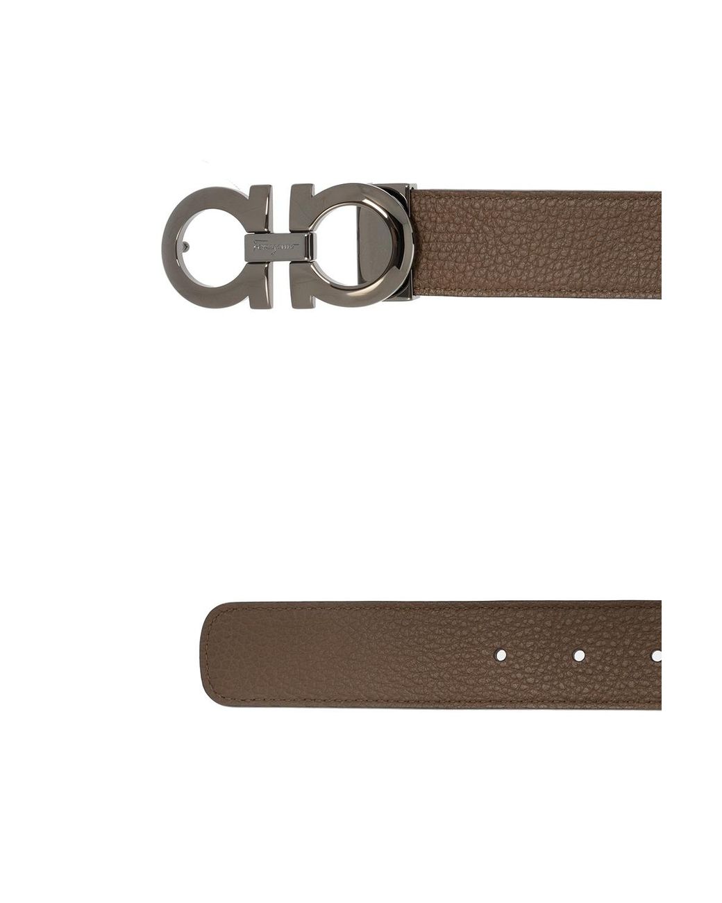 Ferragamo Brown Adjustable & Reversible Gancini Leather Belt for men